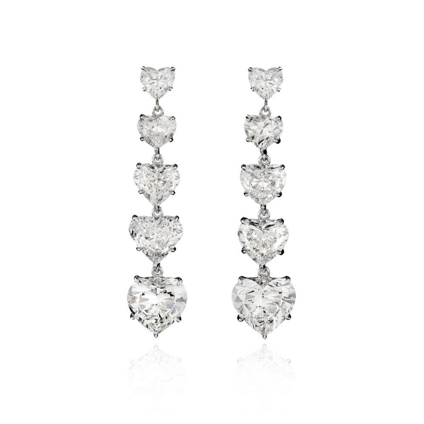 Orecchini Cinque Diamanti in Gradazione Taglio Cuore | Pederzani Jewellery